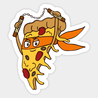 Orange Ninja Pizza Sticker